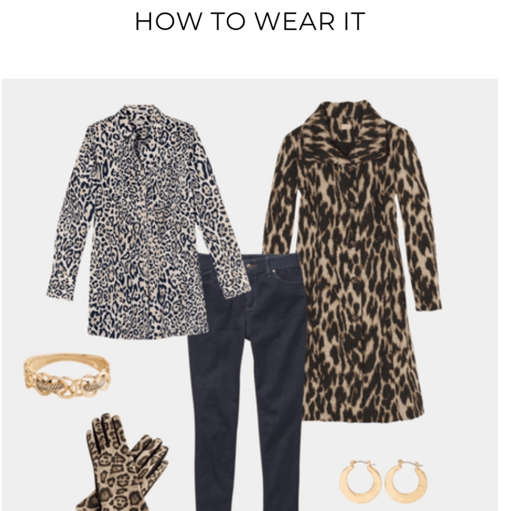 Chicos Animal Print No Iron Button Down